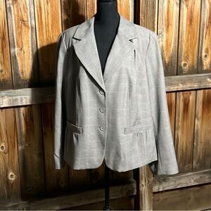 Lane Bryant woman blazer pockets plaid gray red lined plus 24 FIRM on Price